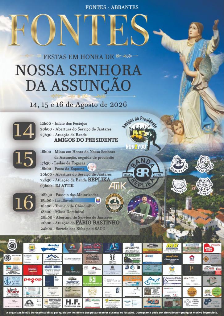 Festa em Honra de Nossa Senhora da Assun&ccedil;&atilde;o, Fontes 2026
